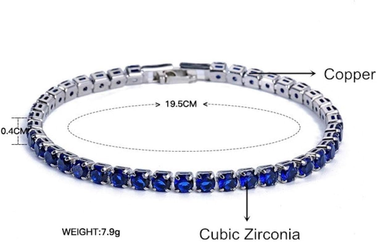 4 Mm Kubische Tennisarmbänder, Iced Out-Kette, Kristall-hochzeitsarmband Für Damen Und Herren, Gold/Silber., Gold-Champagne, 19cm Length