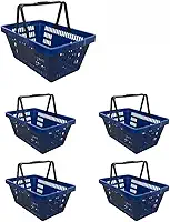 Cesto de compras em plástico de 15 litros - reforçado, cesto multifuncional para mercados e supermercados (Azul)
