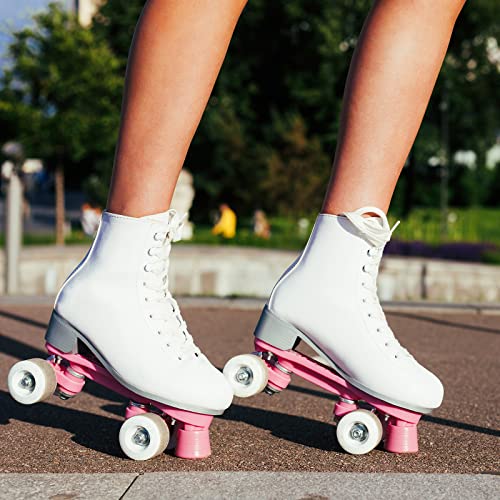 Image of PATIKIL 32 x 58mm Roller Skate Wheels with Bearings, 4 Pack Light Up Wheel Quad Skate Replacement for Double Row Skating Skateboard, White Light
