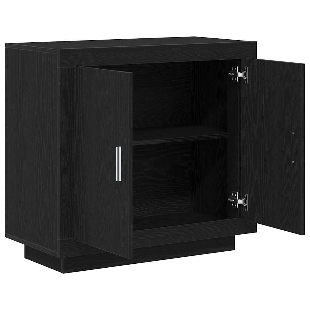 vidaXL Credenza Rovere Nero 80 x 40 x 75 cm Legno Multistrato, Credenza Moderna, Mobile Rettangolare, Arredamento Chic, Soluzione per Salotto, Cabinet Funzionale