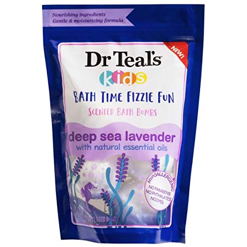 Image of Dr Teal`s Kids Bath Time Fizzie Fun Scented Bath Bombs Deep Sea Lavender 1-Bag 4 Bath Bombs Packing may vary
