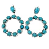 Emulily Western Turquoise Circle Clip-ons Earrings Boho (Turquoise)