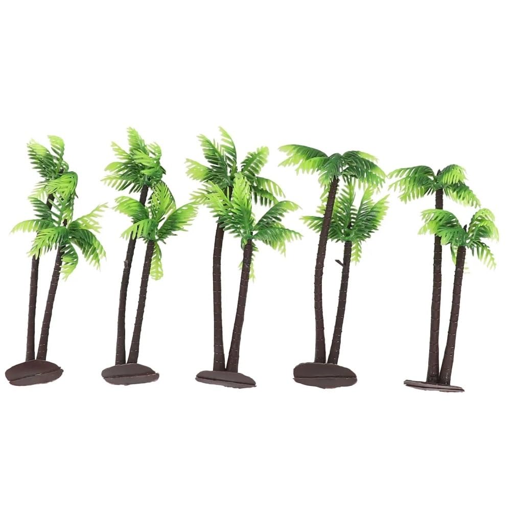 Landscape Greenery 5pcs Plastic Coconut Palm Tree, Micro Landscape DIY Decor Craft Model, Miniature Plant Pots Bonsai