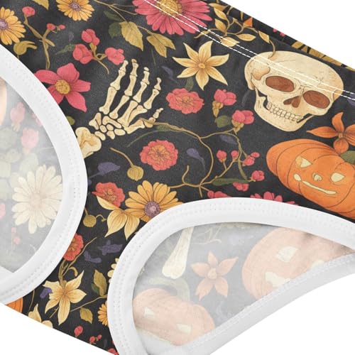 Wusikd Colorful Flowers Girls' Underwear Cotton Skeleton Girls Briefs Soft Toddler Underwear 2T4