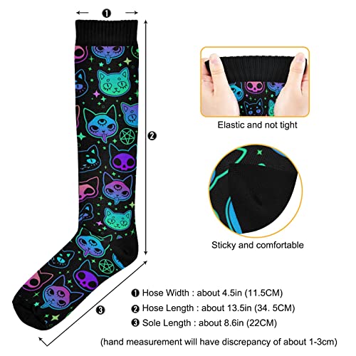 Cute Cartoon Witchcraft Cat Bright Compression Socks For Women Men Circulation Long Socks For Running Cycling Athletic Nurse #TOP2