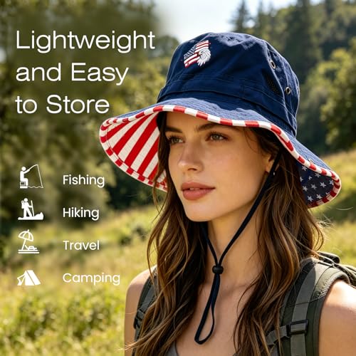 Image of Bucket Hat Wide Brim UV Protection Sun Hat Boonie Hats Fishing Hiking Safari Outdoor Hats for Men and Women