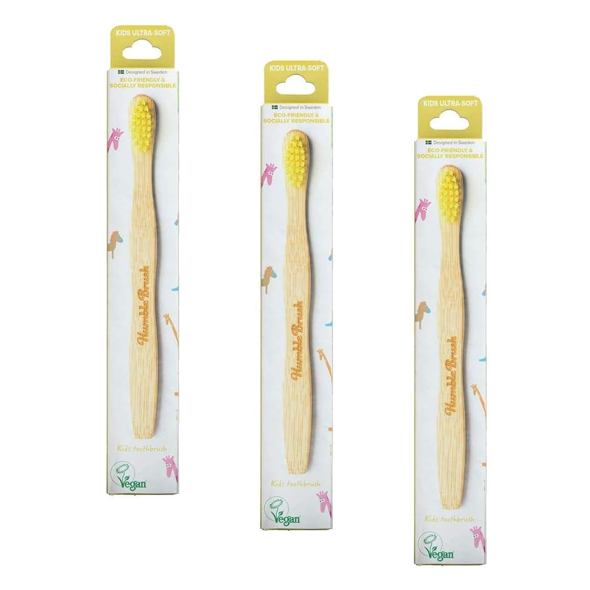 The Humble Co. Brush Çocuk Bambu Diş Fırçası Ultra Soft Sarı 1 Paket(1 x 0.1 g) (3 paketi)