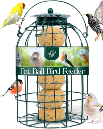 Pelle & Sol Bird Feeder - Suet and Fat Ball Feeder for Wild Birds - Compact Iron Design for Bird Feeders Hanging Station - Weather Resistant Squirrel Proof Easy Clean Hang Anywhere Outdoor Feeders