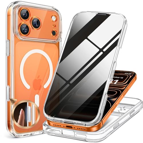 Image of miracase for iPhone 17 Pro Privacy Series Case, Magsafe, Clear | Built-in Privacy Screen Protector | 360 Full Protection | Colored Bezel & Clear Back | Shock-Absorbent | 6,3 Inch