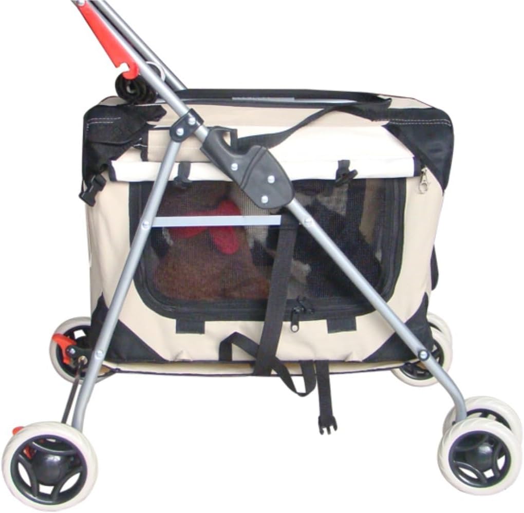 Foldable Pet Strollers Travel Cat Stroller Pet with Wheels Foldable Dog Includes Super Soft Bed, Vented Windows All-Terrain Design(C)