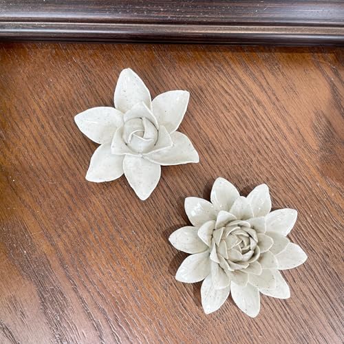 Image of Ceramic Flower Wall Art Decor, Artificial Flower Wall Sculpture,Handmade Ceramic Flowers for Home,Hallway,Living Room, Kitchen,Bathroom (Potted Color,Paeonia lactiflora, 3.54 inch)