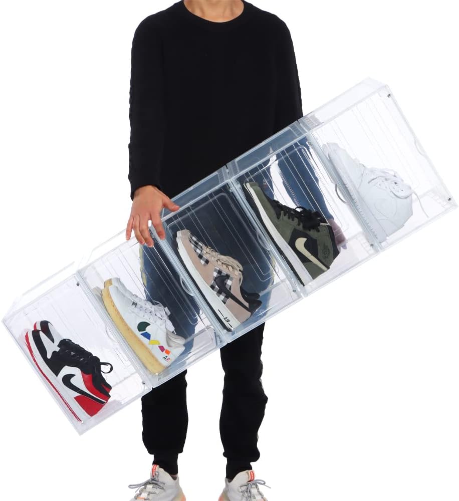 OMOPIN XL Shoe Storage Box,Drop Side Shoe Box,8 Pack Shoe Containers,Sneaker Display Case,Shoe Boxes Clear Plastic Stackable Size13.4”x 10.6”x 8.3” Fit up to US 13 (Clear 8Pack) : Home & Kitchen