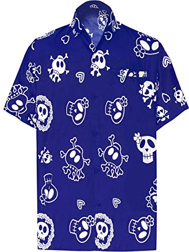 LA LEELA Casual Camisa de Hombre Hawaiana Manga Corta Bolsillo Delantero Playa...