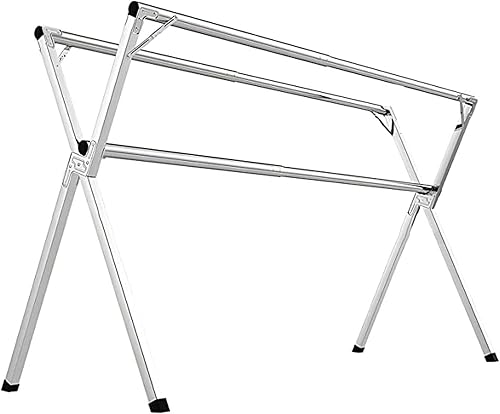 Adjustable Foldable Clothes Drying Rack, Stainless Steel Portable Space Saver, Extreme Stability for Towels & Linens, IndoorOutdoor Use (240cm94in)