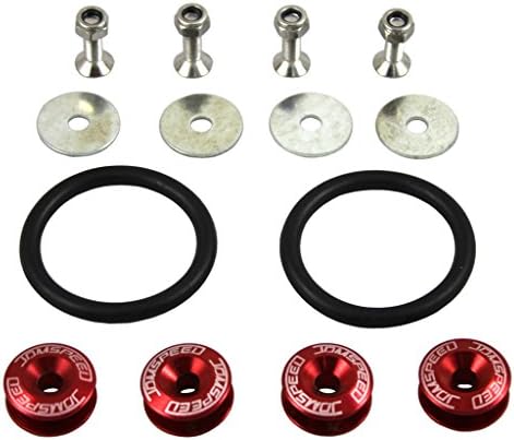 JDMSPEED Red Universal CNC Billet Bumper Trunk Quick Release Fastener Kit