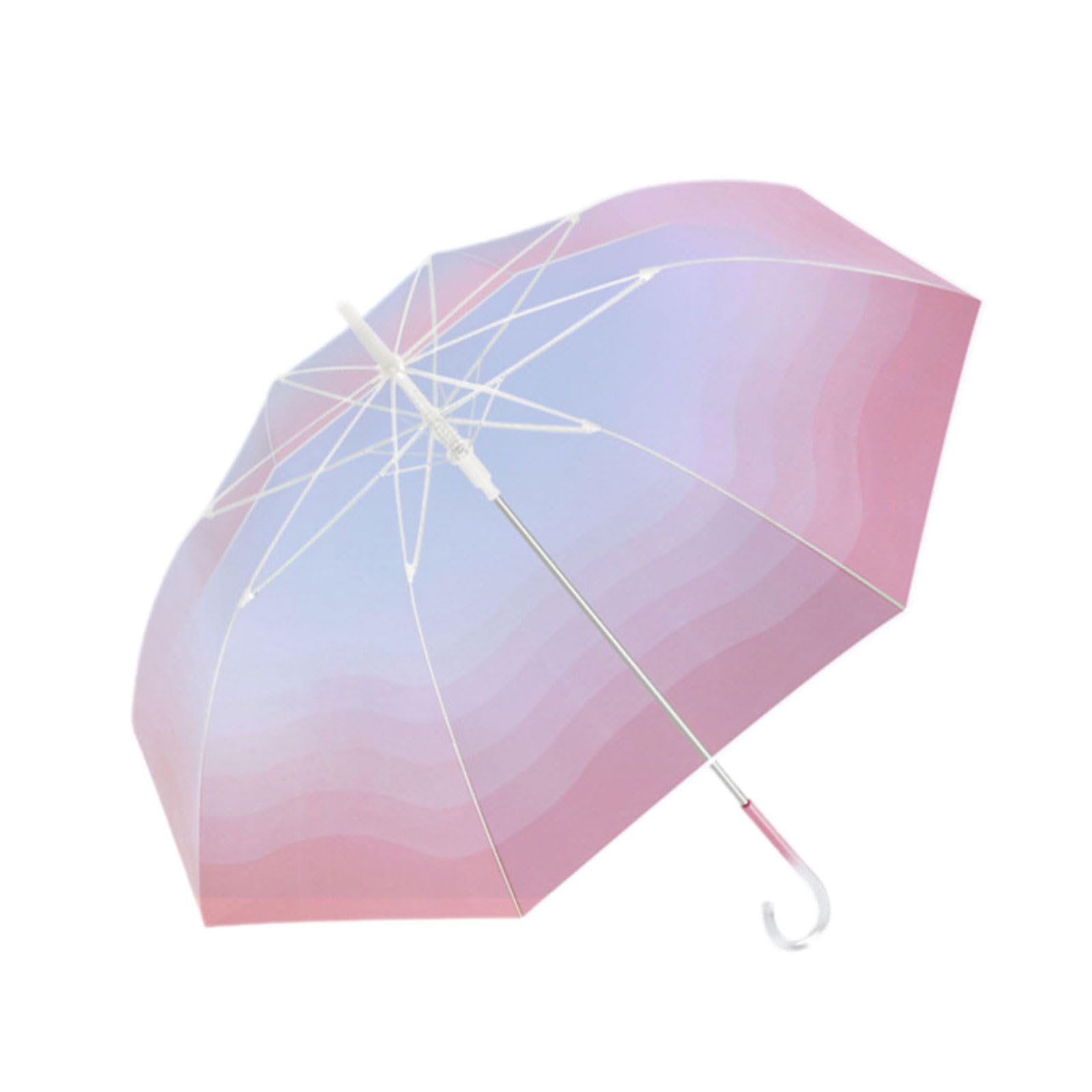 Buxuaaaa Women's A Buxuaaa Creative Clear Rain Umbrell With Curved Handle, Utomatic Open 8Rib Large Umbrell Rain Shelter Gear Utomatic