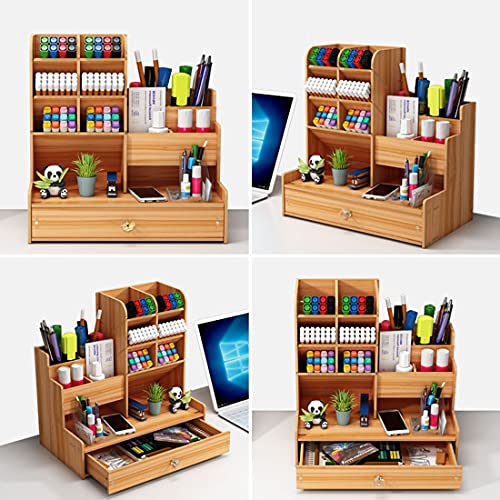 Portamatite-in-Legno-Organizer-da-Scrivania-Portapenne-Multifunzionale-da-Scrivania-per-Cancelleria-per-Ufficio-a-Casa-Scaffale-per-Rifornimenti-Scolastici-con-Cassetto