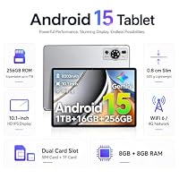 UXD 10,1 Zoll Tablet mit Tastatur und Maus, Android 15, 16GB RAM 256GB ROM, 4G LTE, WLAN 6, Octa-Core, 8000mAh Akku, HD IPS Display, USB-C (Grau) – Ansicht 2