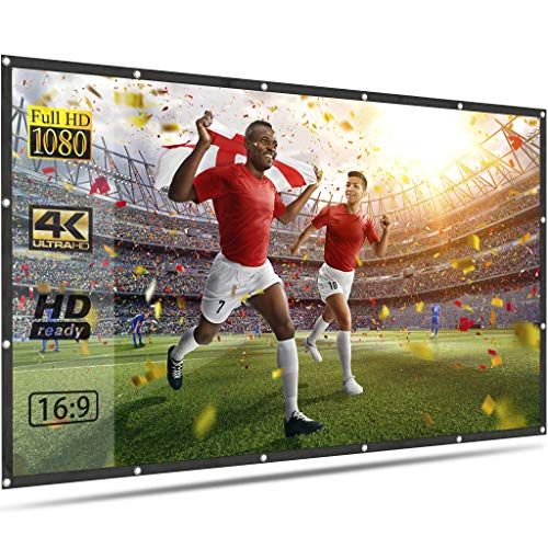 Projector Screen for Outdoor Movies 120 inch Portable Foldable Anti Crease 16:9 4K HD Cinema Projection Video Film Screen for Home Theater Indoor Outdoor Movie Screen Support Front Rear Projection