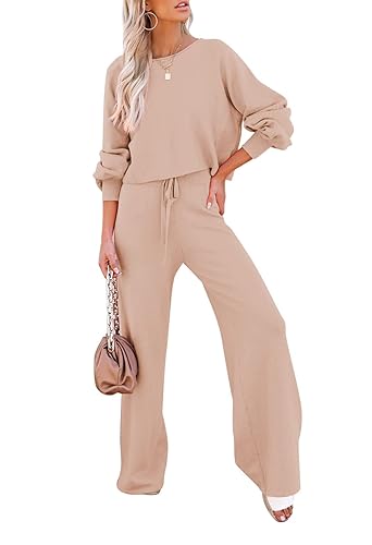 Pink Queen Women's 2 Piece Lounge Outfit Sweater Set Long