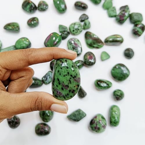 Image of Crystal Ruby Ziosite Tumble Stone |50 gm Tumbled Gemstones | Reiki Healing Stones | Home Decor Pebbles | Aquarium Gravel | Garden & Table Decor