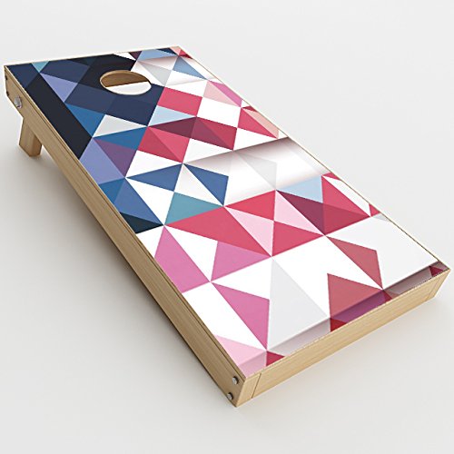 Skin Decal Vinyl Wrap for Cornhole Outdoor Game Bag Toss (2 x pcs. Skins only) / Geometric Red