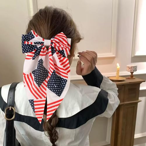 Pinza con moño de tela para cabello Patriótica miniatura 6