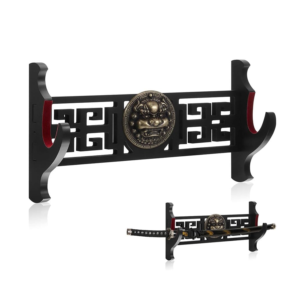 Display Sword Stand, Wall Mount Katana Samurai Sword Display Rack Hanger, Delicate Style Katana Mount Sword Holder Stand for Japanese Katana Samurai Sword, Saber Rack