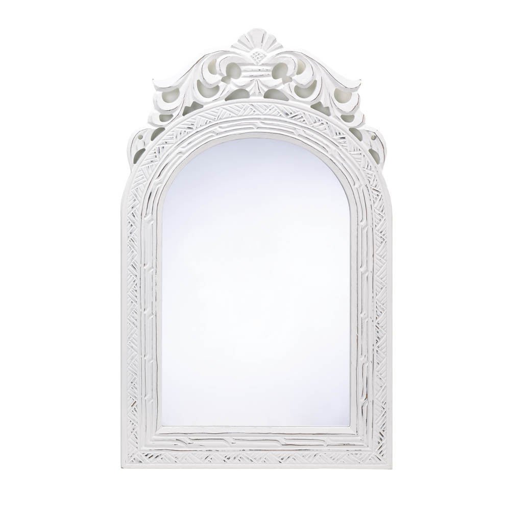 Adumly Arched Weathered White Wood Wall Mirror Shabby Distressed