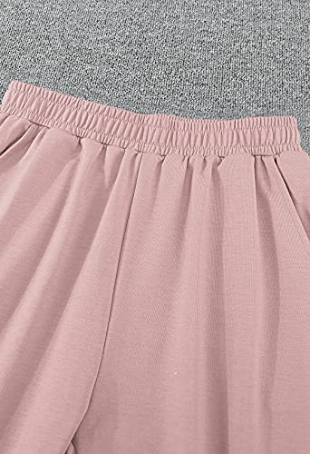 Women 2 Piece Sweatsuit Long Sleeve Tops Jogger Pants Workout Sets Tracksuit Pink M #TOP4