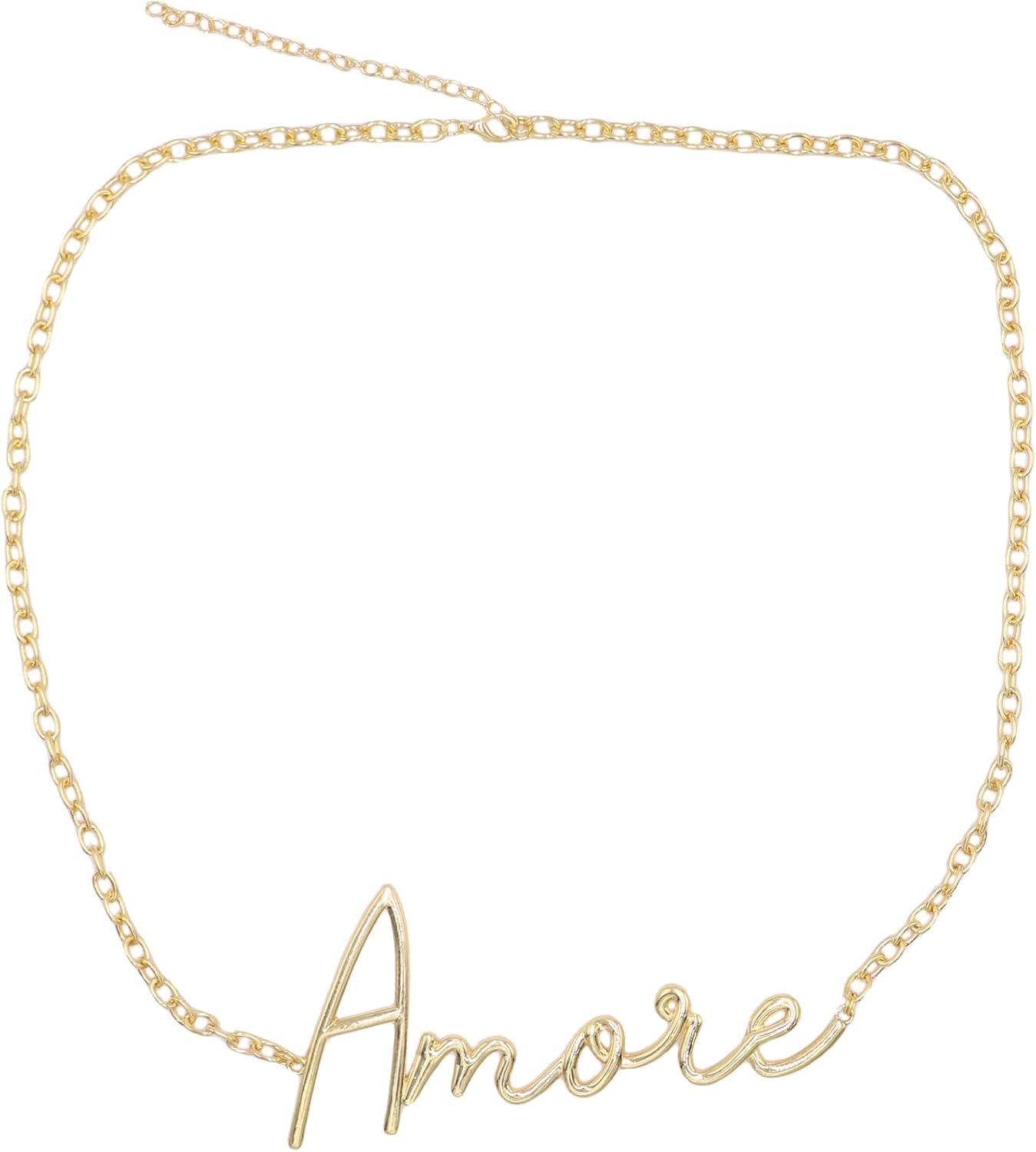 AIBEARTY Women's Vintage Gold Letter Waist Chain Fashion Adjustable Minimalist Metal Body Belt for Dress Pants - Image 4