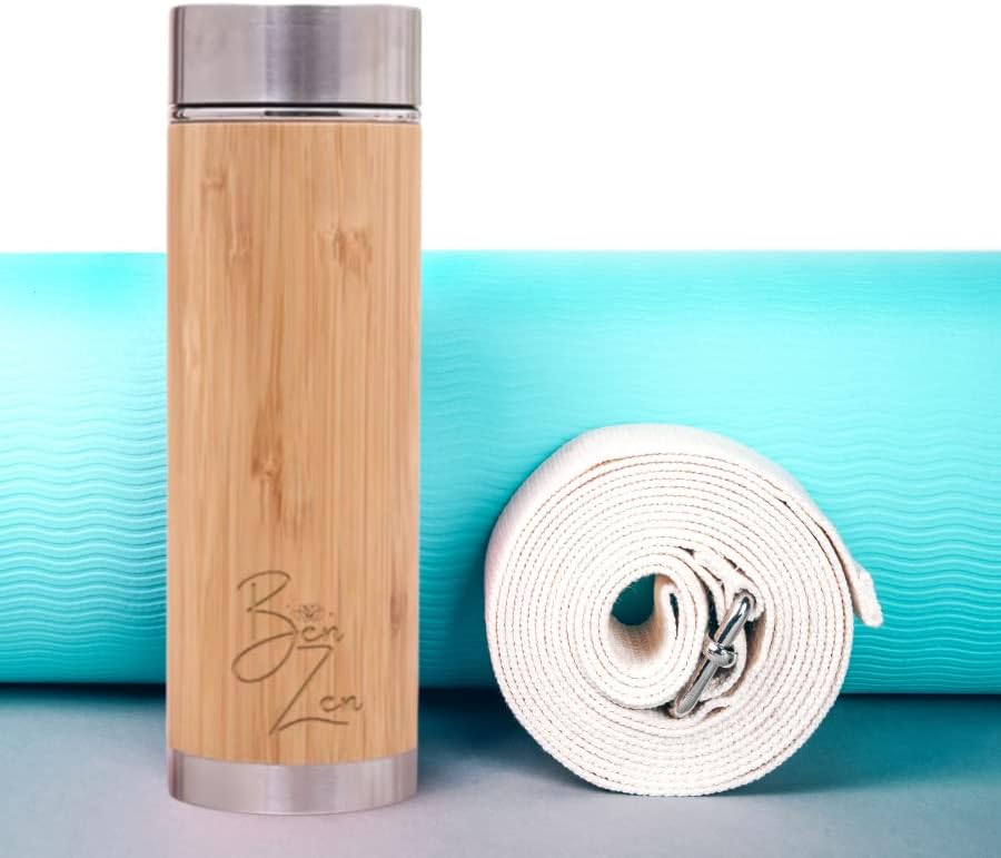 Miniatura 7 de BenZen Vaso de té de bambú con colador, botella térmica de acero inoxidable con aislamiento térmico que mantiene el calor y el frío durante 12