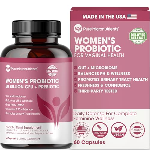 Probiotics for Women, PH Balance & Vaginal Health Support, 50 Billion CFU Per Serve, Gut, Digestive & Urinary Tract Care, Lactobacillus & Prebiotics, 60 Capsules