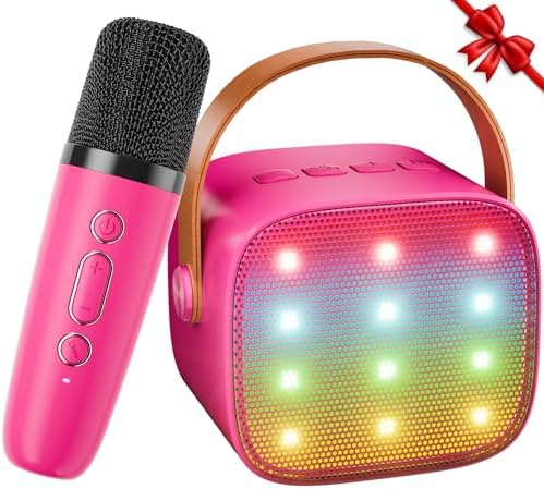 Machine Chant Bluetooth LED Micro Karaoké Enfant Sans Fil - 2 Micros LED - Bluetooth - Effets Voix - Portable - Rose Micro Sans Fil Enfant