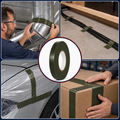 Image of GGR Supplies CDT-36 Industrial Grade Cloth Duct Tape, Olive Drab 1.5 Inch x 60 Yards, Waterproof UV Resistant Heavy Duty, Clean Removal with No Sticky Residue for Repairs, Packaging, and Bundling