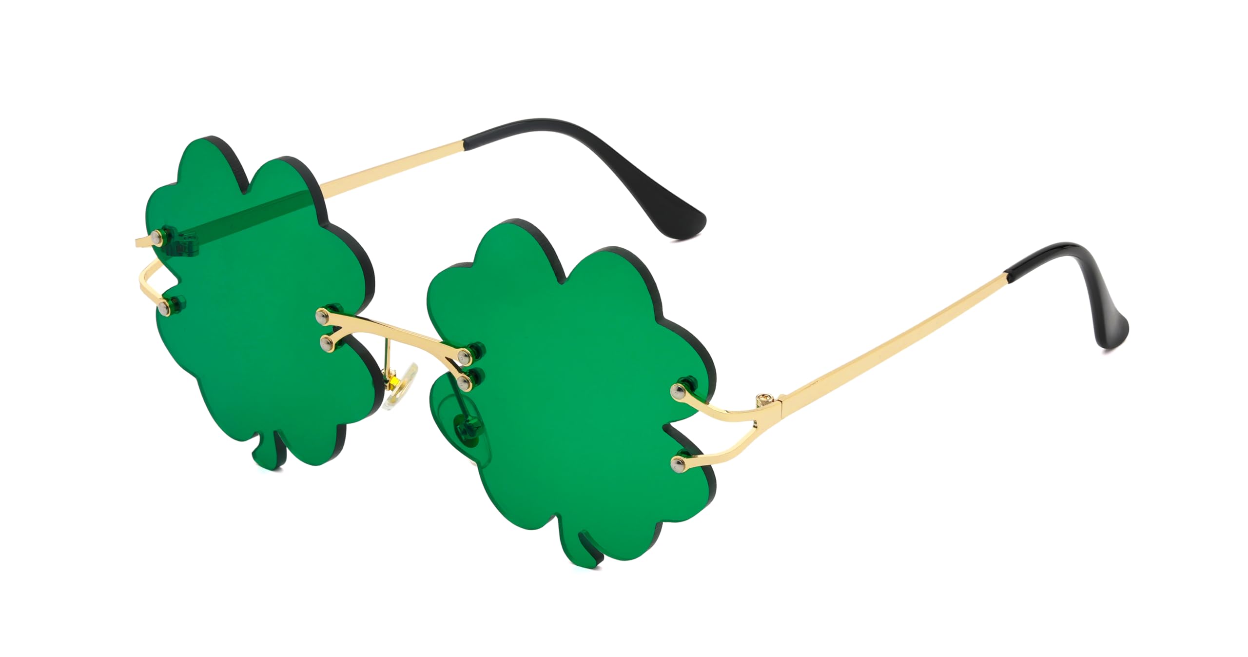 LIKSMU St Patricks Day Sunglasses for Women Men Irish Shamrock Sunglasses Green Four Leaf Clover Costume Party Glasses