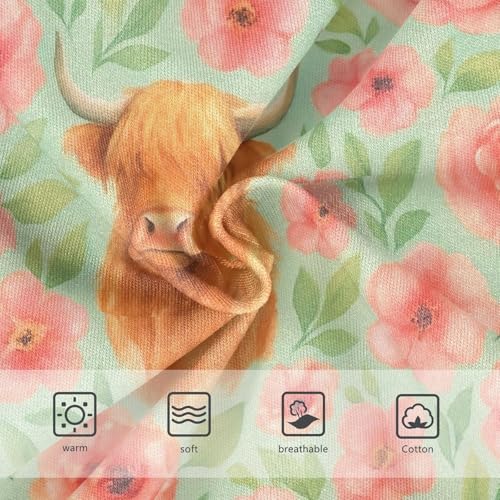 Joisal Cotton Toddler Girls Underwear Cute Highland Cows Pink Flowers Girl Panties Cute Funny Kids Undies Briefs 2t3