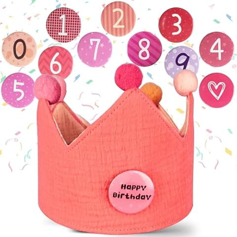 FANTICDE Kids Birthday Crown with Buttons Cover