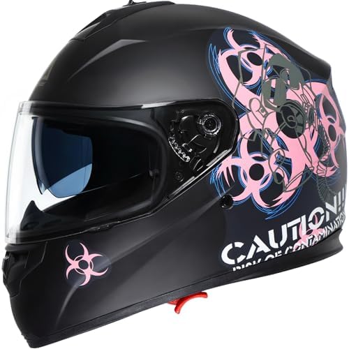 TRIANGLE Full Face Motorcycle Helmet Dual Visor Helmets for Adult Men and Women with Smoked Sunshield DOT Approved