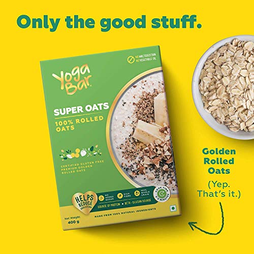 Image of Yogabar Rolled Oats Pack of 2 400gm Each - Gluten Free Oats sourced from Australia - Old Fashioned Rolled Oats with Beta-Glucan Fibre