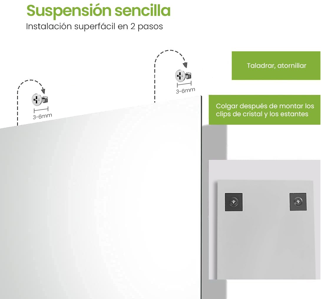 S'AFIELINA Espejo Baño con Estante 80x60 cm, Espejo de Pared | Espejo de Baño con Estante, Diseño Decorativo para Entrada, Dormitorio y Salón, Organizador de Pared Moderno