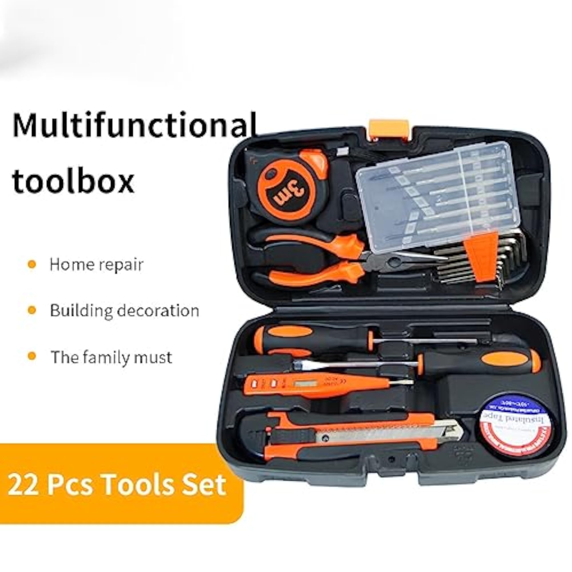 Home Tool Kit Set, 22 pcs for Emergency Repairs