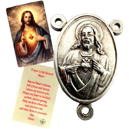 Westmon Works Sacred Heart Rosary Centerpiece Set Italian Made Embossed