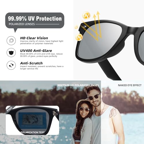 Image of MEETSUN Polarized Sunglasses for Women Men Classic Retro Square Frame Driving Sun Glasses UV Protection