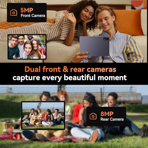 HUIHUANG Tablets 11 inch Android 14 Tablet with Case, Octa-core 12GB RAM+128GB ROM,8000mAh Tablet with Dual Band WiFi/BT 5.0/GPS/PD Fast Charge/FM Radio - Black - Image 8