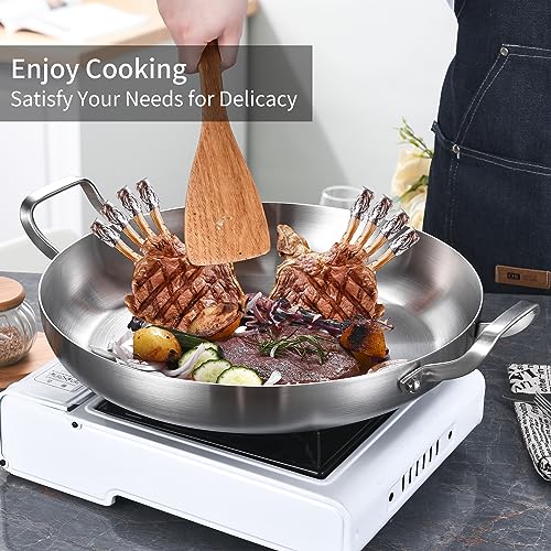 14-Inch-Tri-Ply-Stainless-Steel-Paella-Pan-with-LidLarge-SkilletGriddleLarge-Saute-Pan-with-LidJumbo-CookerInduction-PanDishwasher-and-Oven-Safe