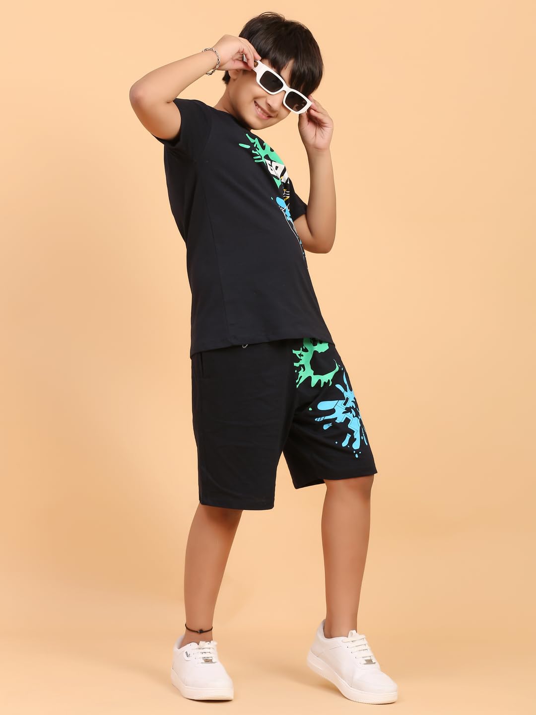 Ninos Dreams Boys Cotton T-shirt & Shorts Coord set (10-12 years, Navy Blue) - Image 7 thumbnail