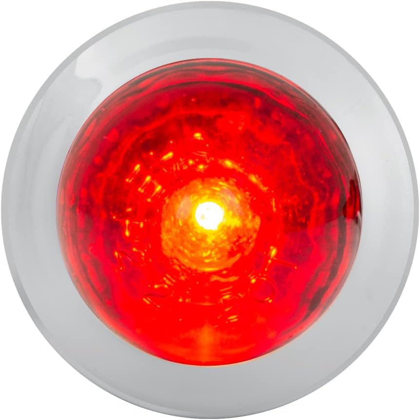 GG Grand General 75442 1 inch Mini Push/Screw Watermelon Red/Red Dual Function LED Light with Chrome Plastic Bezel