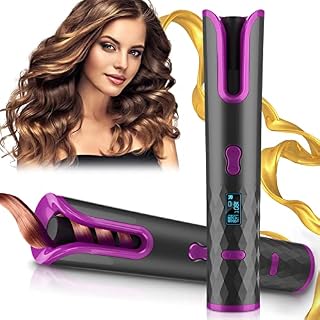 Hair Curler, Cordless Automatic Hair Curlers USB Rechargeable Curling Iron with LCD Display 6 temperature & timer Setting, Portable Hair Curler Machine for Long&Short hair Styling
