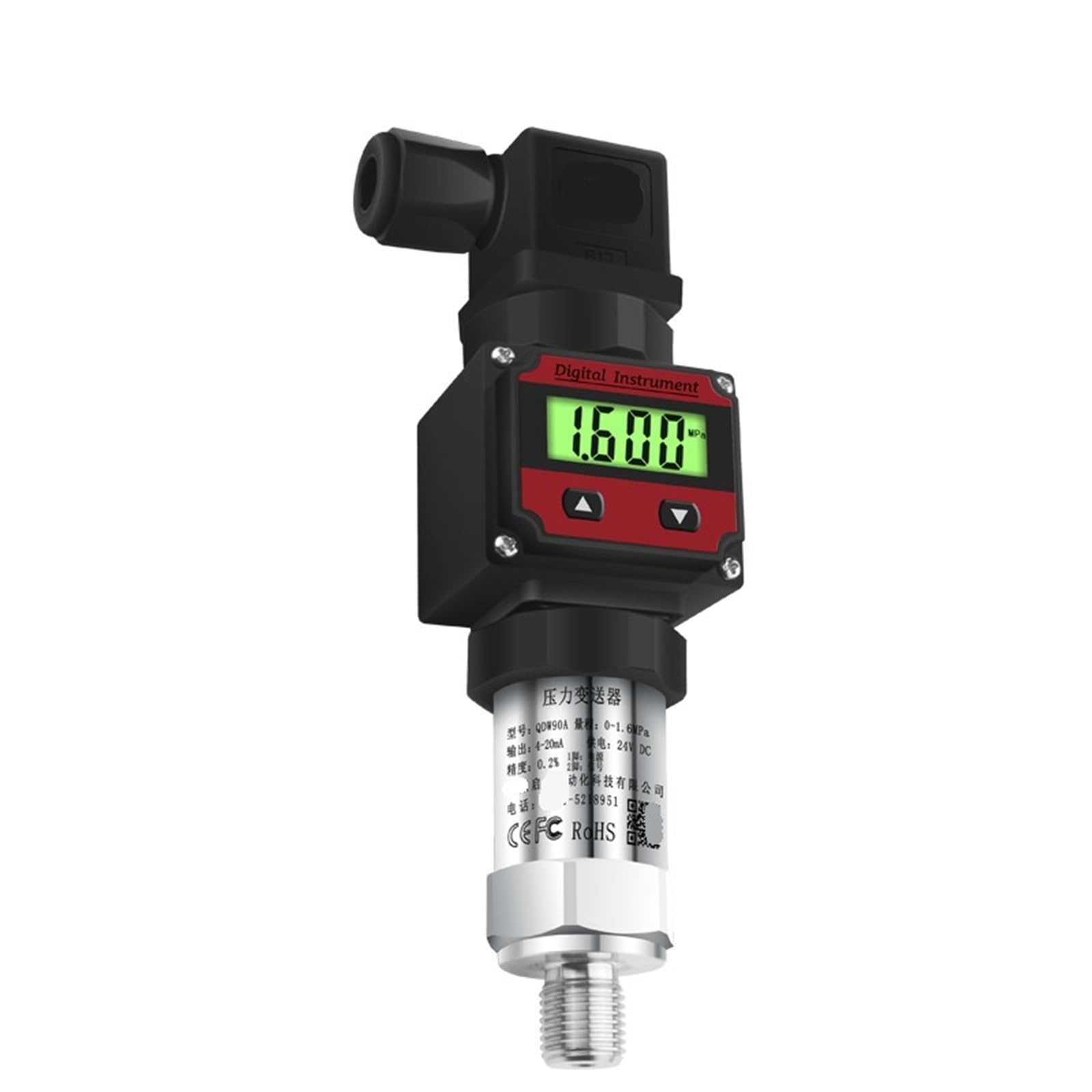 LCD Display Pressure Transmitter 4-20mA 0-5V 10V Output Air Water Liquid Oil Transducer Vacuum Pressure Negative Pressure Sensor Sensor(1-5V Output,0-160bar)